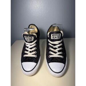 Converse All Star Chuck Taylor Glitter Low Top Women's Fashion Sneakers Black 7